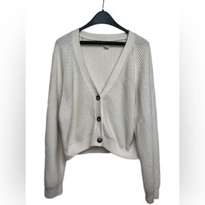 MONKI Elegant Cream Button-Up Sweater Size Medium